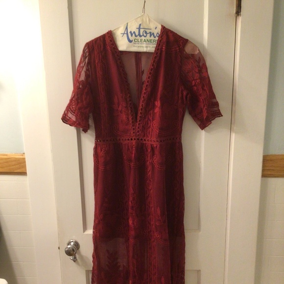 2xHP💝Merlot Lace Maxi Dress/Romper sz medium - Picture 7 of 16